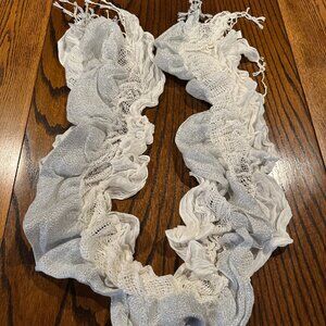 White & Silver Ruffle Scarf ~ Approx. 42" Long